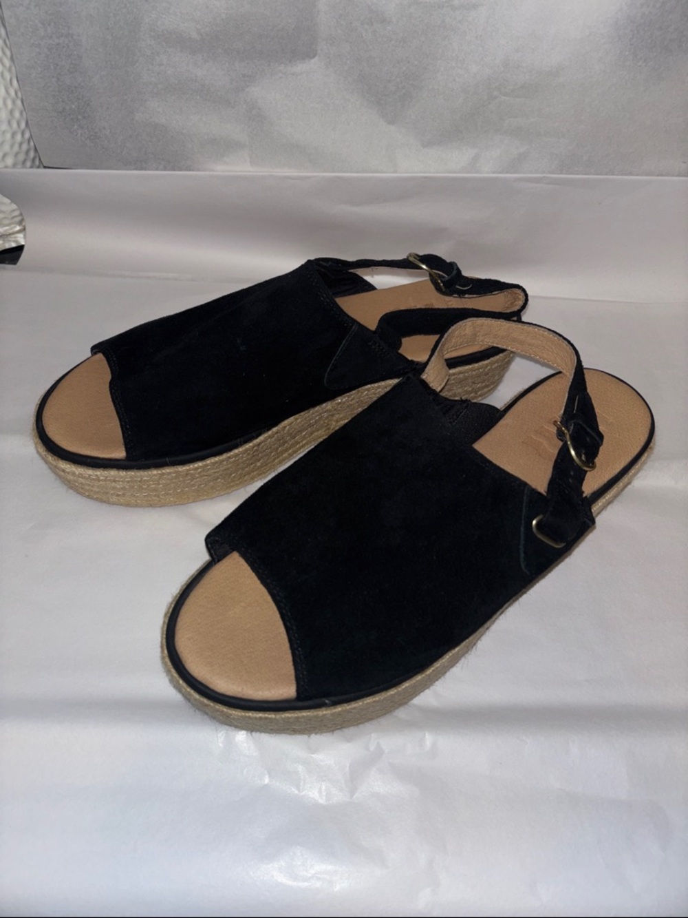 Sperry Blushwave Black Suede Espadrille Slingback Sandals with Jute Platform 11